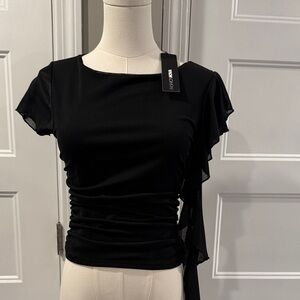 Fashion Nova Black Ruched Blouse